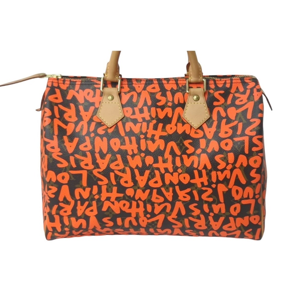 Louis Vuitton Monogram Graffiti Speedy Boston Bag Brown Orange - Picture 3 of 8